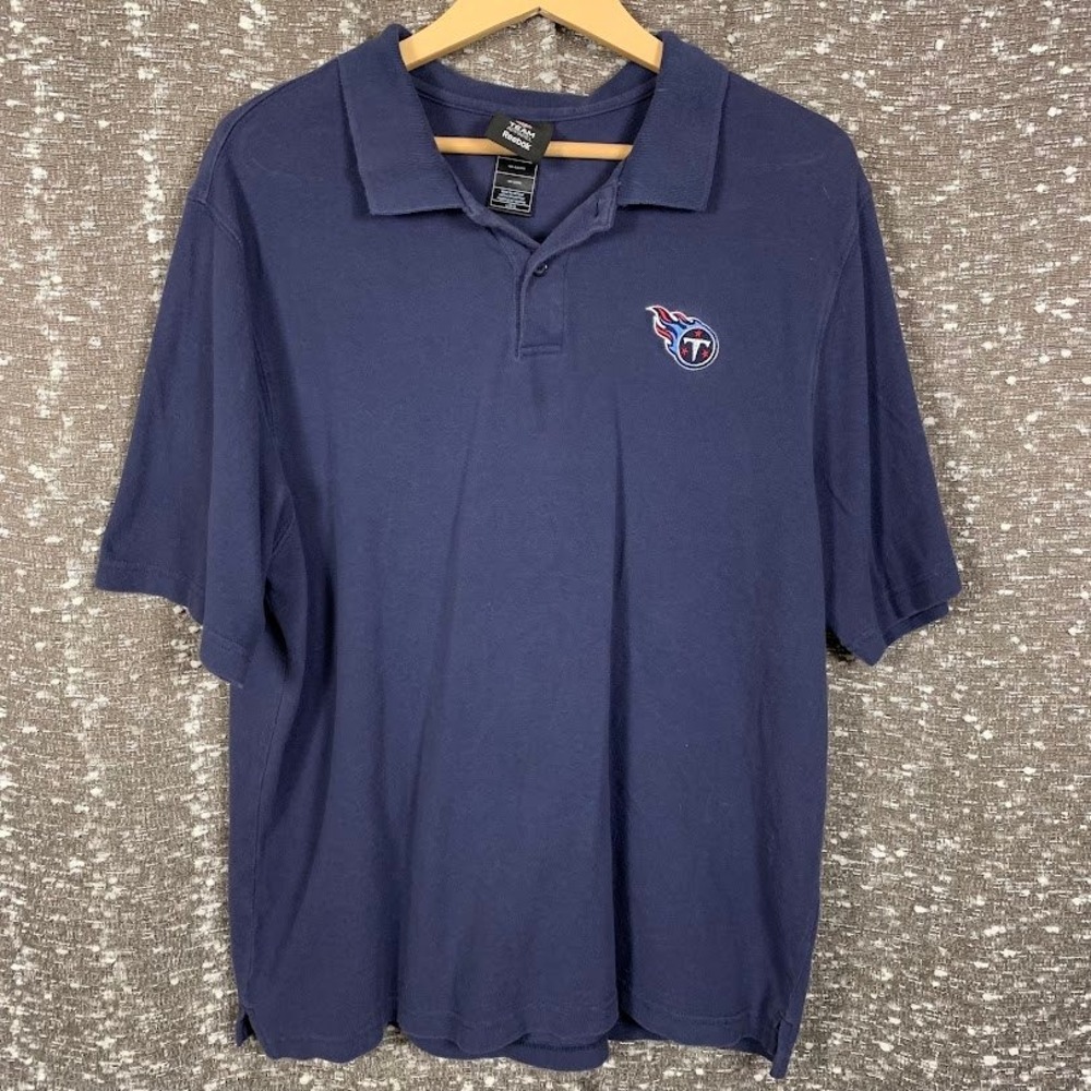 Reebok NFL Tennessee Titans Navy Blue Polo Shirt Mens Large Short Sleeve